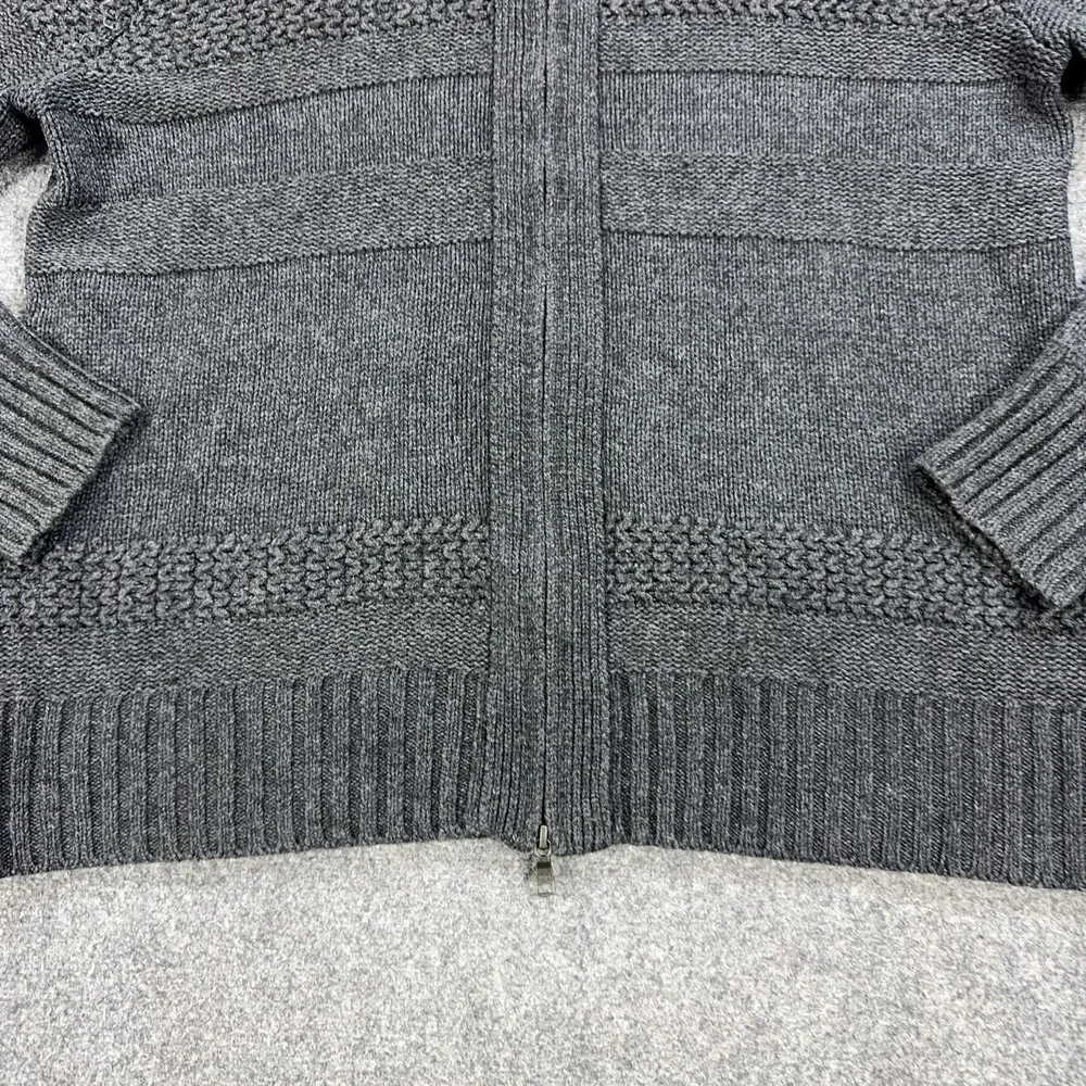 Banana Republic Sweater Mens XL Gray Full Zip Mock Neck Merino Wool Knit